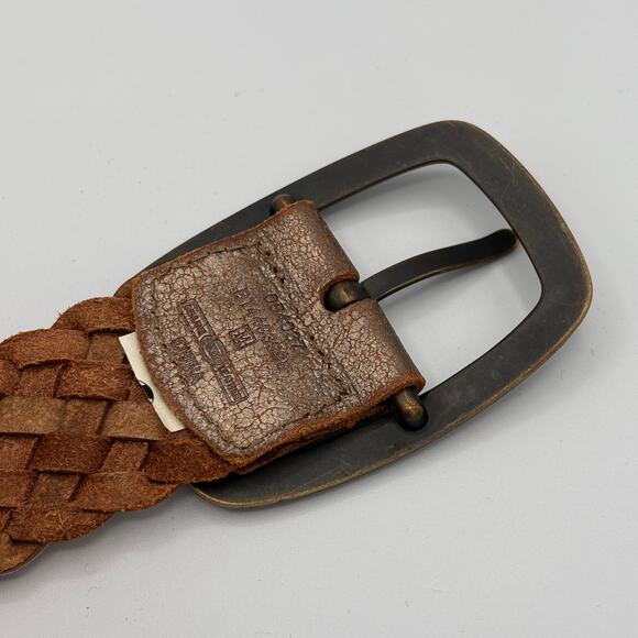 Fossil Leather Woven Belt Medium Brown Metallic Floral 1.25\